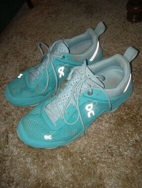 On Clouds Running Women's Turquoise Athletic Lace-Up Sneakers
